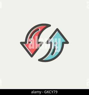 Coppia di sottili freccia icona linea Illustrazione Vettoriale