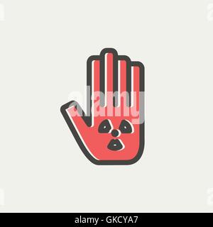 Mano e qualche oggetto sottile Icona di linea Illustrazione Vettoriale