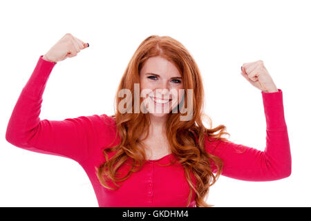 Giovane donna attraente ritratto isolato espressiva Foto Stock