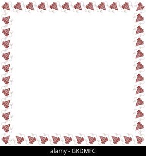 Carino telaio realizzato colorati di grappolo di uva disposti in un quadrato su sfondo bianco Illustrazione Vettoriale