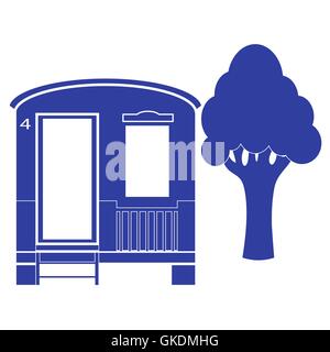 Icona stilizzata di una casa colorata per camping su sfondo bianco Illustrazione Vettoriale