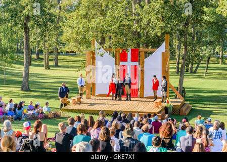 Shakespeare in prua, Princes Island Park, Calgary, Alberta, Canada Foto Stock