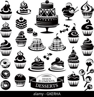 Set di dessert gli elementi di design Illustrazione Vettoriale