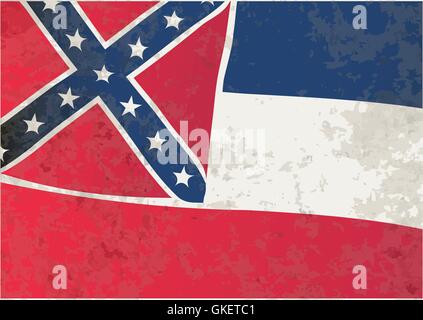 La Mississippi State Flag Grunge Illustrazione Vettoriale