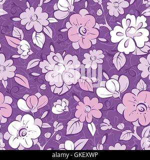 Vettore di kimono viola floreali seamless sfondo pattern Illustrazione Vettoriale