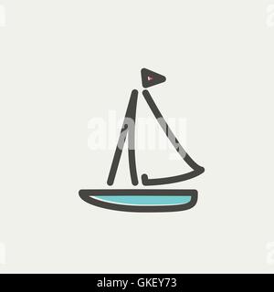 Barca a vela thin line icona Illustrazione Vettoriale