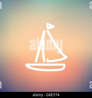 Barca a vela thin line icona Illustrazione Vettoriale