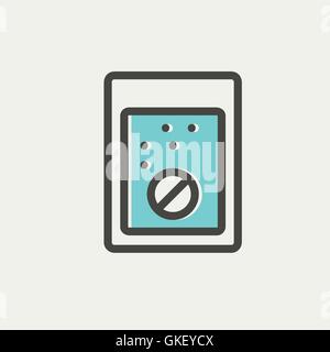 Compressa in un bicchiere di acqua sottile Icona di linea Illustrazione Vettoriale