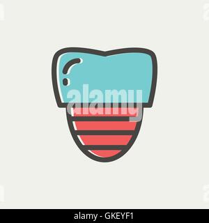 Dente impianto thin line icona Illustrazione Vettoriale