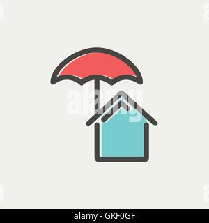 Assicurazione casa thin line icona Illustrazione Vettoriale