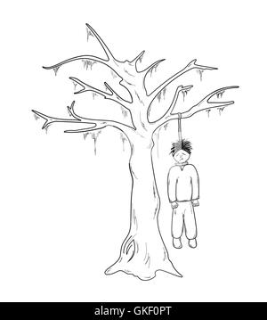 Impiccato e la struttura ad albero Illustrazione Vettoriale