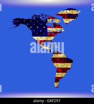 Blue illustrato USA mappa. Abstract le linee di trama Illustrazione Vettoriale