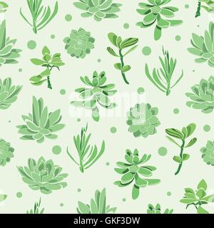 Vettore giardino succulente seamless sfondo pattern Illustrazione Vettoriale