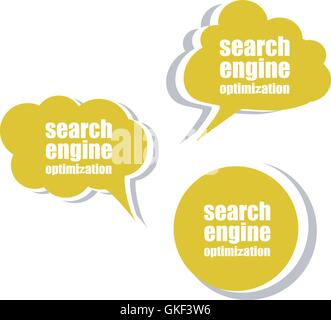 Ottimizzazione per i motori di ricerca. Set di adesivi, etichette tag. Banner Aziendale, modello per vettore infographics Illustrazione Vettoriale