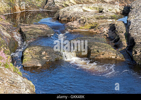Le rocce sedimentarie in Afon Elan fiume che scorre attraverso il Cambrian montagne vicino Blaenycwn Powys Galles Centrale Foto Stock