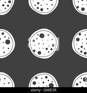 Pizza icona web. design piatto. Seamless modello grigio. Illustrazione Vettoriale