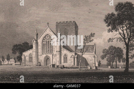 St. Asaph cattedrale, Flintshire, Galles da Henry Gastineau, antica stampa 1835 Foto Stock