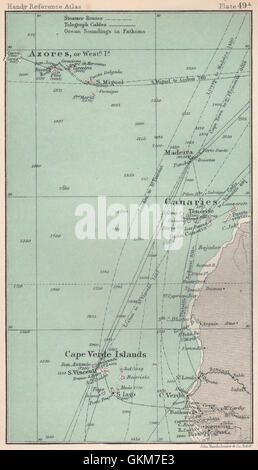 La Macaronesia. Capo Verde Isole Azzorre Madera Canarie, 1904 mappa vecchia Foto Stock