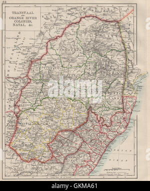 COLONIAL SUD AFRICA. Orange Free State Natal Basutoland Repubblica SA, 1900 Mappa Foto Stock