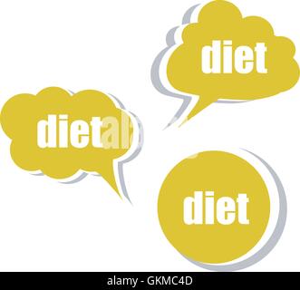 La dieta. Set di adesivi, etichette tag. Modello per infographics Illustrazione Vettoriale