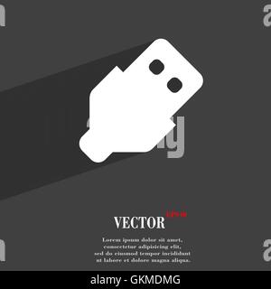 Icona USB piatto simbolo di moderna progettazione web con lunga ombra e lo spazio per il tuo testo. Vettore Illustrazione Vettoriale