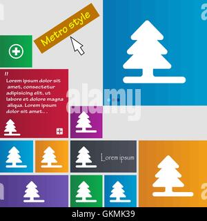 Albero di natale icona segno. Metro i pulsanti di stile. Interfaccia moderna sito web pulsanti con i tasti cursore puntatore. Vettore Illustrazione Vettoriale