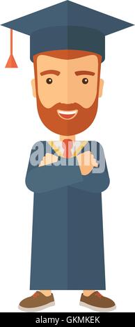 Giovane maschio in piedi con le braccia a croce. Illustrazione Vettoriale