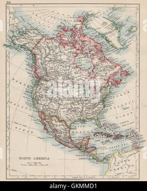 Nord America politica. La Groenlandia "danish America " STATI UNITI D'AMERICA CANADA MESSICO, 1903 Mappa Foto Stock