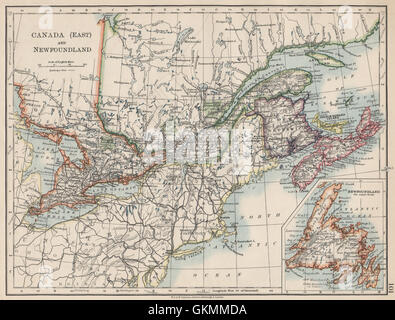 CANADA orientale. Ontario Quebec Maritime Provinces NB PE NS. JOHNSTON, 1903 Mappa Foto Stock