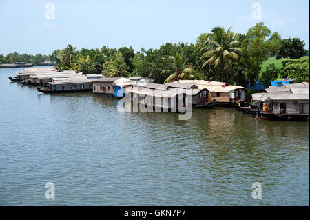 L'immagine della casa di barche in lagune del Alleapy, Kerala, India Foto Stock