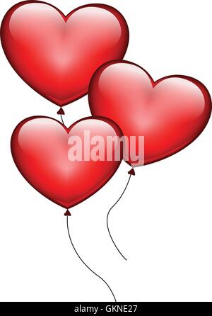 Romantico anniversario di palloncino palloncini ballon amore in amore si innamorò di valentine cuore amicizia Illustrazione Vettoriale