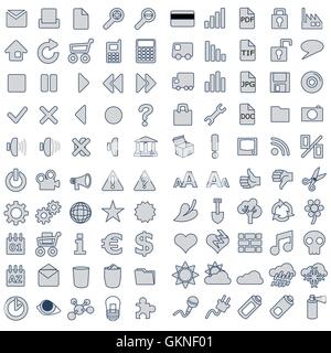 100 web icone in grigio Illustrazione Vettoriale