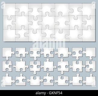 Toy blank disabitata puzzle jigsaw puzzle sfondo vettoriale sfondo bianco pezzi istruzione Illustrazione Vettoriale