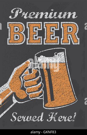 Poster vintage birra blackboard insegna retrò scheda birreria ristorante bar taverna del calice di vetro tumbler Illustrazione Vettoriale