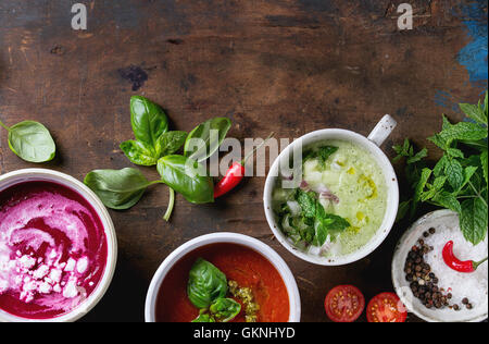 Freddo zuppe vegetariani Foto Stock