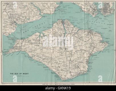 Isola di Wight mostrando completa rete ferroviaria. Cowes Ryde. WARD LOCK, 1929 Mappa Foto Stock