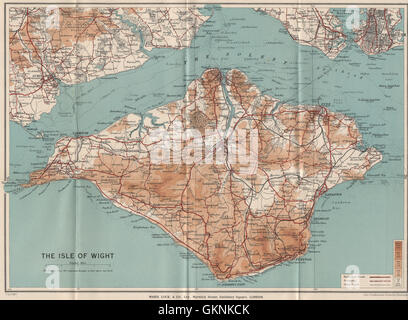 Isola di Wight mostrando completa rete ferroviaria. Cowes Ryde. WARD LOCK, 1939 Mappa Foto Stock