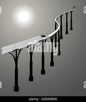 Il treno sul ponte, la composizione dinamica Illustrazione Vettoriale