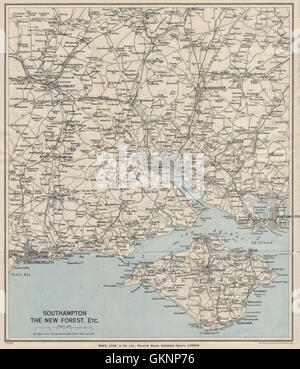 SOUTHAMPTON DINTORNI Isle of Wight nuova foresta Bournemouth Winchester, 1938 Mappa Foto Stock