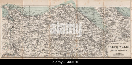 Costa del Nord del Galles. Chester-Llandudno. Denbigh Rhyl Deeside. WARD LOCK, 1901 Mappa Foto Stock