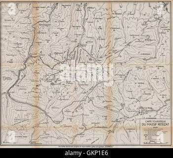 Massiccio RETEZAT/montagne vintage mappa turistica. La Romania, 1938 Foto Stock