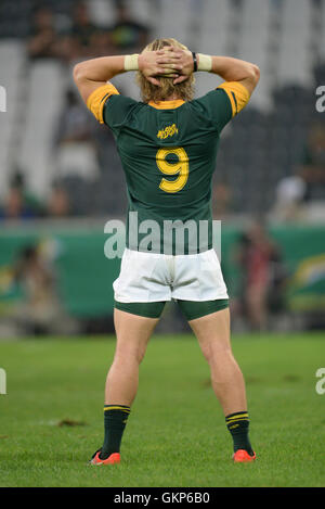 Nelspruit, Sud Africa. Il 20 agosto 2016. La South African National Rugby team in azione contro la Puma presso lo Stadio Mbombela. Faf de Klerk Foto Stock