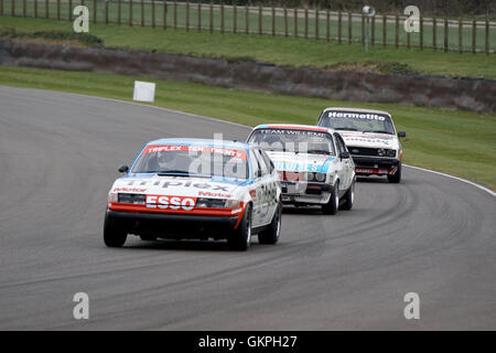 A partire dagli anni settanta berlina battaglia al Goodwood Assemblea dei Soci. Rover SD1 e Ford Capri è combattuto in tutto gli anni settanta e ottanta Foto Stock