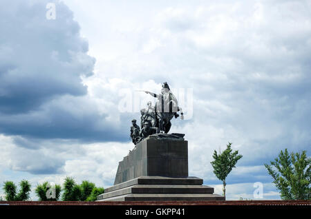 Monumento a Vasily Chapayev la straordinaria figura di rivoluzione e di guerra civile in Russia Foto Stock