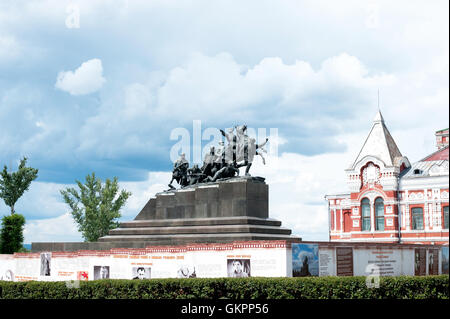 Monumento a Vasily Chapayev la straordinaria figura di rivoluzione e di guerra civile in Russia Foto Stock