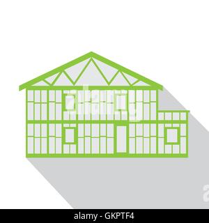 Casa logo verde, real estate template design. Illustrazione Vettoriale