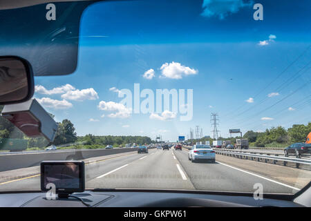 New Jersey Turnpike. 14 corsie automobili e camion separati. Foto Stock