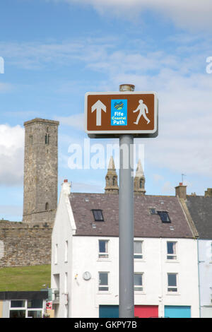 Fife sentiero costiero segno; St Andrews; Scozia Foto Stock