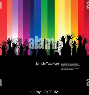Le mani nel buio di fronte a una fase di Rainbow Illustrazione Vettoriale