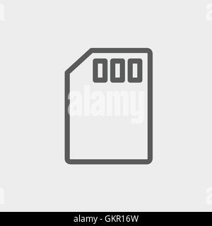 Scheda di memoria di una linea sottile icona Illustrazione Vettoriale